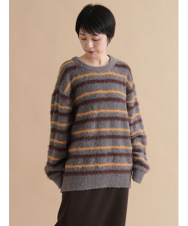 ボーダーブークレニットプルオーバー
