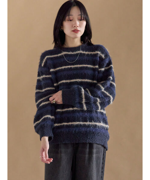 ボーダーブークレニットプルオーバー