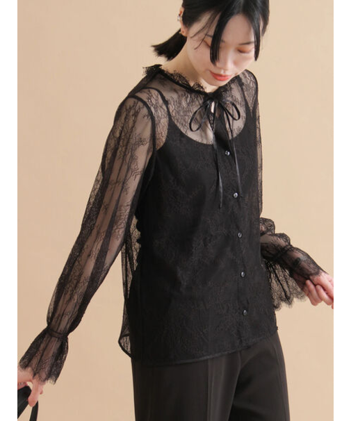 レースボウタイブラウス