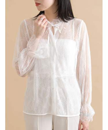 レースボウタイブラウス