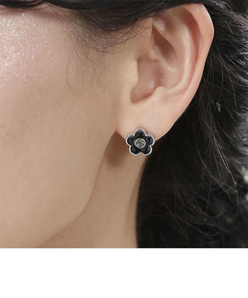 ワンカラーエポ×ビジュー ピアス