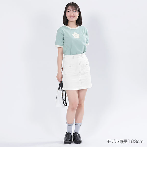 エポデイジーボタンデニムミニ スカート