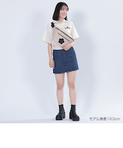 エポデイジーボタンデニムミニ スカート