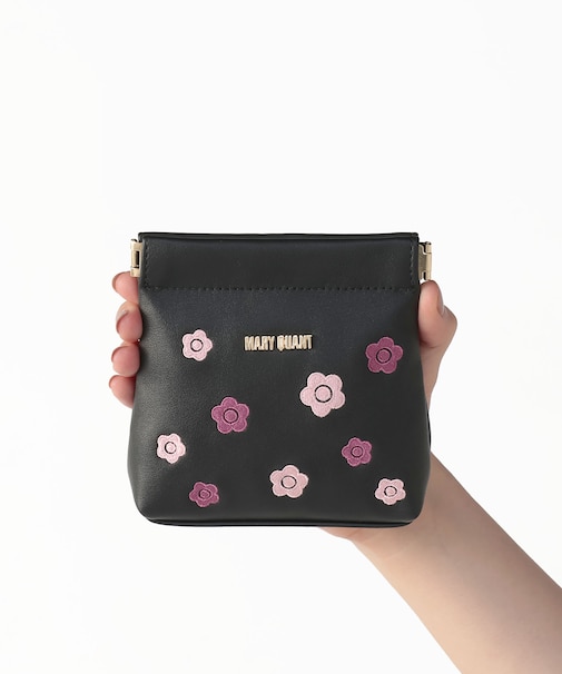 バイカラーデイジー刺繍 バネクチポーチ