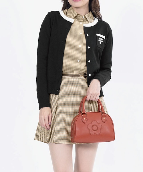 マリークヮント タグ付き ロングカーディガン レトロロゴバイカラー