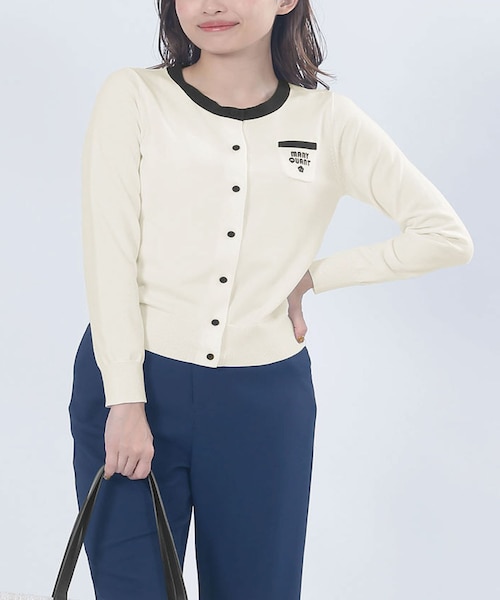 レトロロゴバイカラー カーディガン｜マリークヮントの通販｜&mall