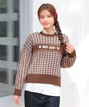 千鳥ロゴラインニット プルオーバー