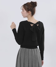 バックリボンニット プルオーバー