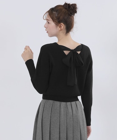 バックリボンニット プルオーバー