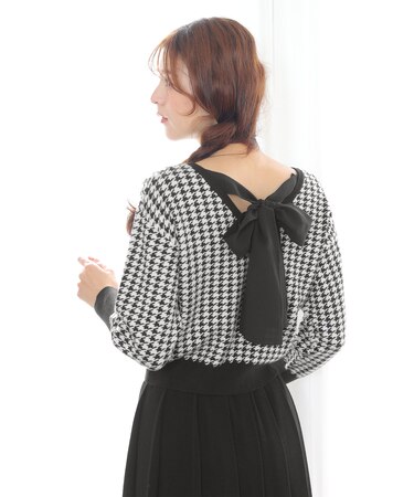 バックリボンニット プルオーバー