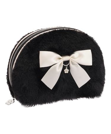 ファーリボン ラウンドポーチL