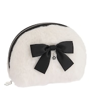 ファーリボン ラウンドポーチL