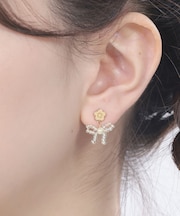 ビーズプチリボン ピアス