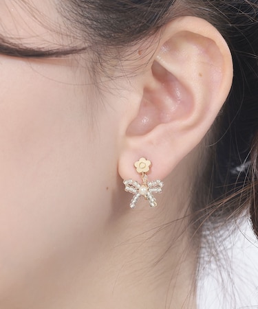 ビーズプチリボン イヤリング