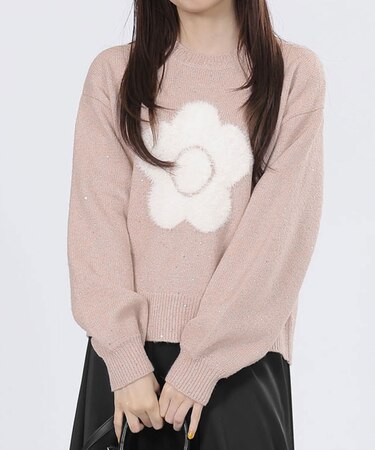 ファーデイジーラメニット プルオーバー