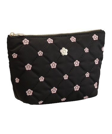 キルトデイジー刺繍 舟型ポーチ