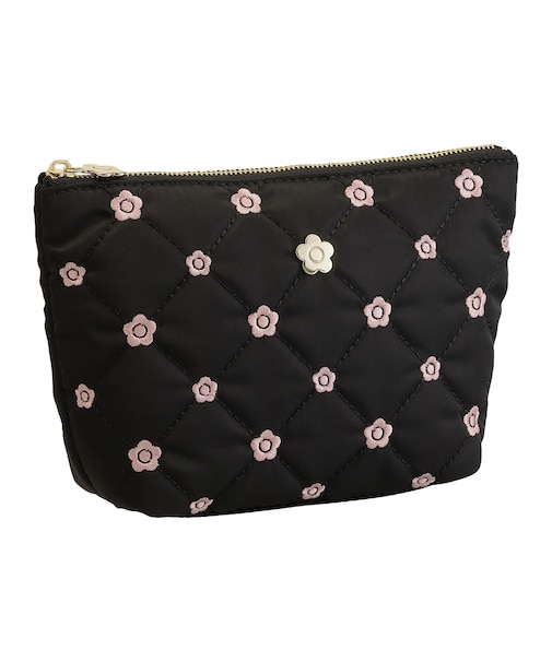 キルトデイジー刺繍 舟型ポーチ