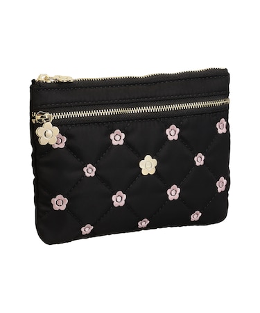 キルトデイジー刺繍 2ファスナーポーチ