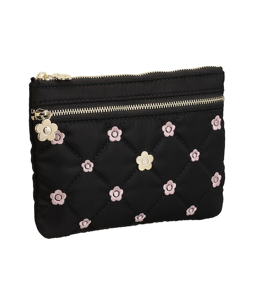 キルトデイジー刺繍 2ファスナーポーチ