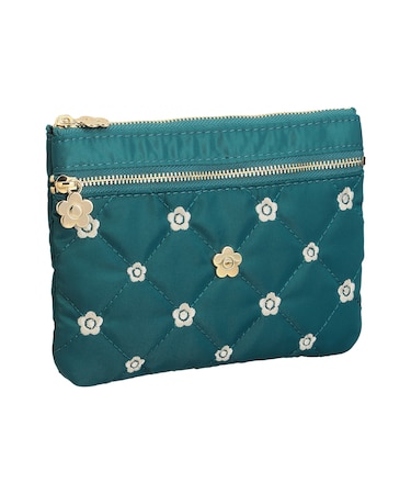 キルトデイジー刺繍 2ファスナーポーチ