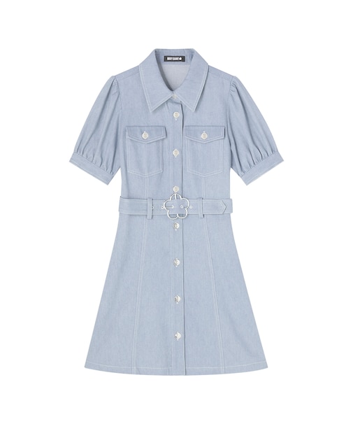 デイジーバックルデニムミニ ワンピース