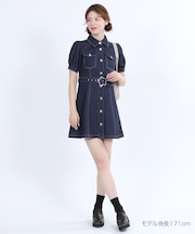 デイジーバックルデニムミニ ワンピース