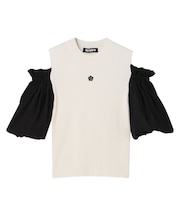シフォン袖ニット プルオーバー