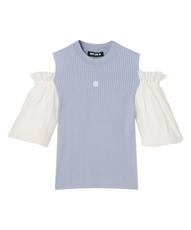 シフォン袖ニット プルオーバー