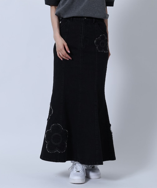 デイジーパッチデニムマーメイド スカート