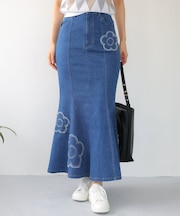 デイジーパッチデニムマーメイド スカート