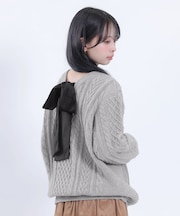 ベロアリボンニット プルオーバー