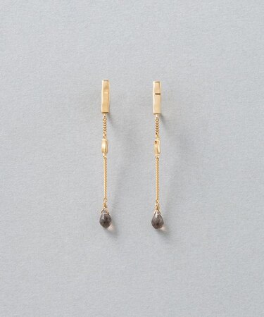 スモーキークォーツ チェーン イヤリング