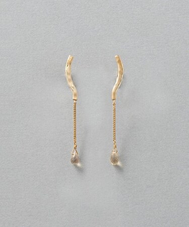 シャンパンクォーツ ドロップ イヤリング