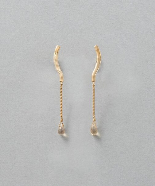 シャンパンクォーツ ドロップ イヤリング