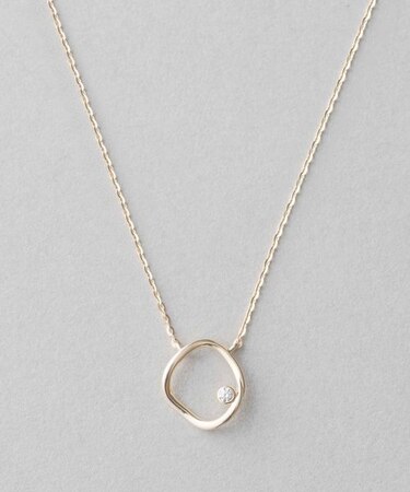 K10YG レイヤー ダイヤモンド セミロングネックレス