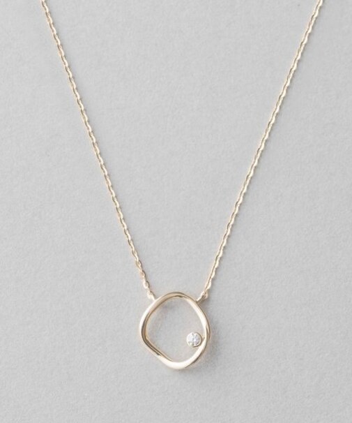 K10YG レイヤー ダイヤモンド セミロングネックレス