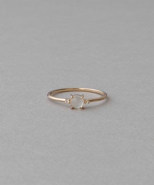 K10YG レイヤード ムーンストーン/ホワイトトパーズ リング｜エテの