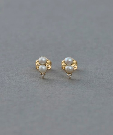 K10YG ダイヤモンド/パール ピアス