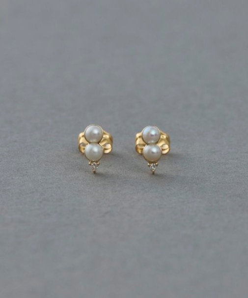 K10YG ダイヤモンド/パール ピアス