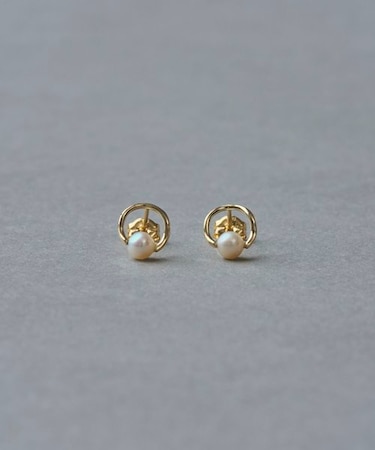 K10YG パール サークル ピアス