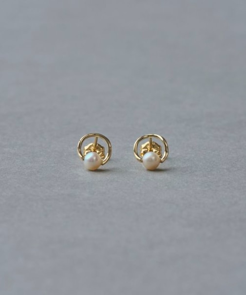 K10YG パール サークル ピアス
