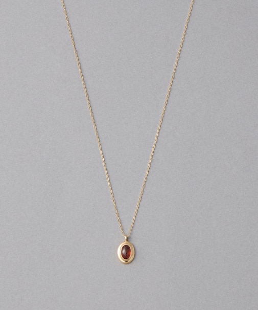 [ガーネット] K10YG カボション ネックレス