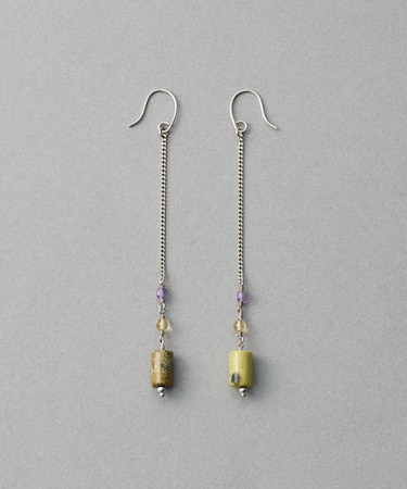 ナチュラルストーン チューブカット ピアス