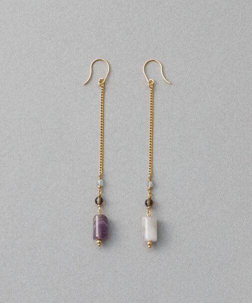 ナチュラルストーン チューブカット ピアス