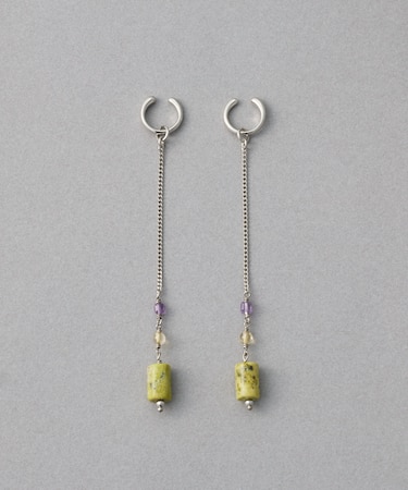 ナチュラルストーン チューブカット イヤリング