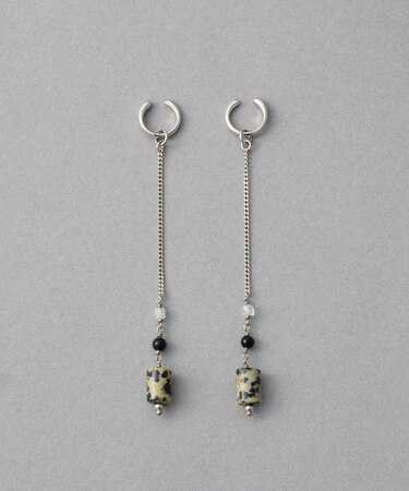 ナチュラルストーン チューブカット イヤリング