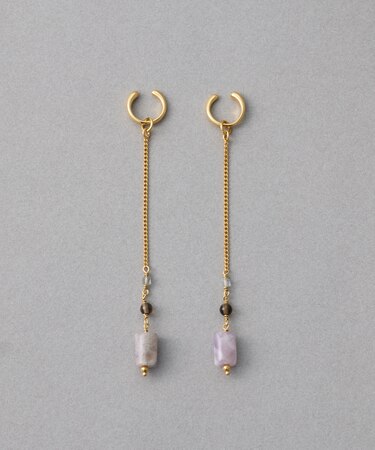 ナチュラルストーン チューブカット イヤリング