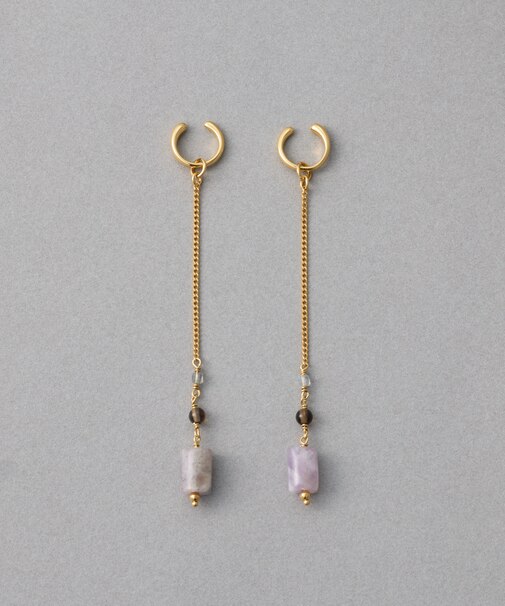 ナチュラルストーン チューブカット イヤリング