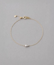 [レイヤード] K10YG ダイヤモンド/パール ブレスレット