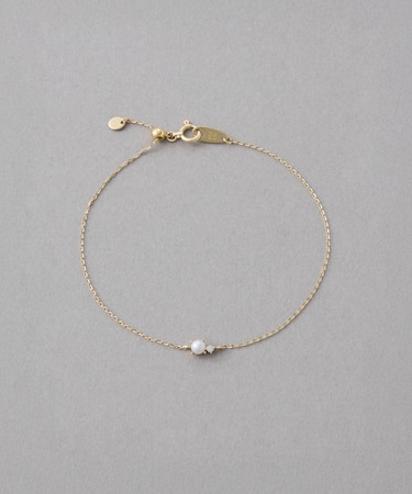 [レイヤード] K10YG ダイヤモンド/パール ブレスレット